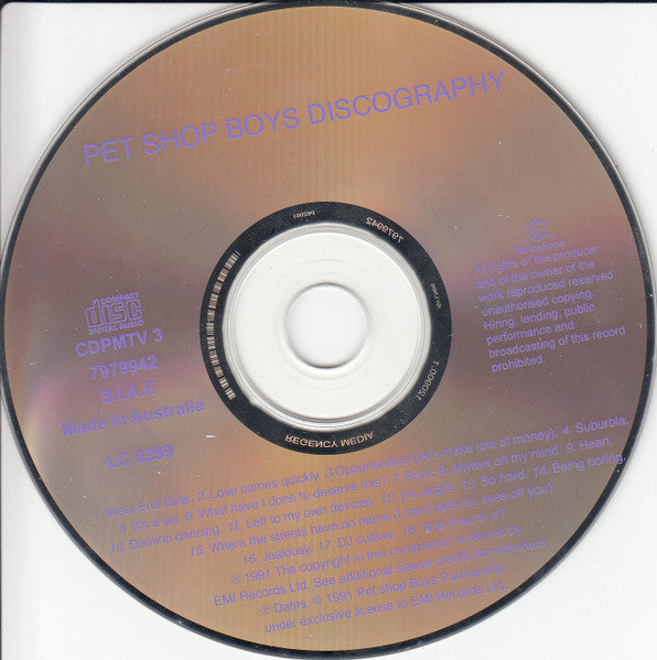 Pet Shop Boys : Discography (The Complete Singles Collection) (CD, Comp, RE, Reg)