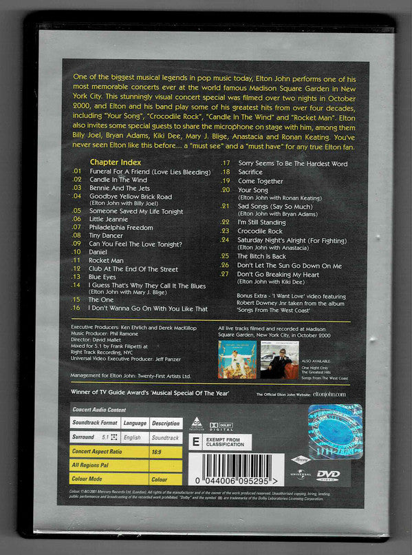 Elton John : One Night Only - The Greatest Hits (DVD-V, PAL, Dol)