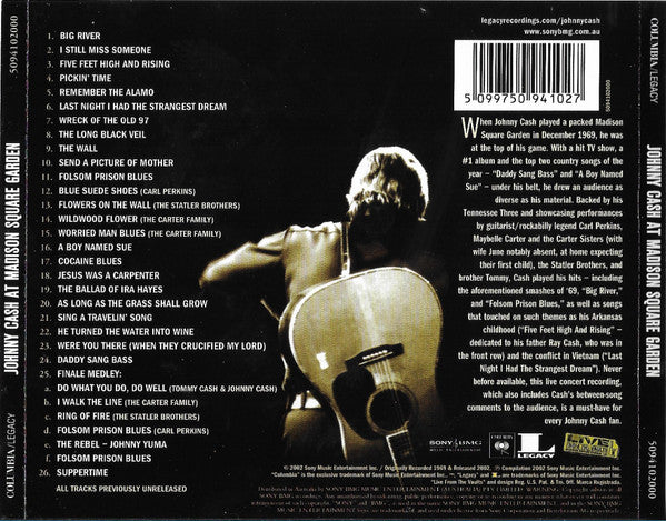 Johnny Cash : At Madison Square Garden (CD, Album)