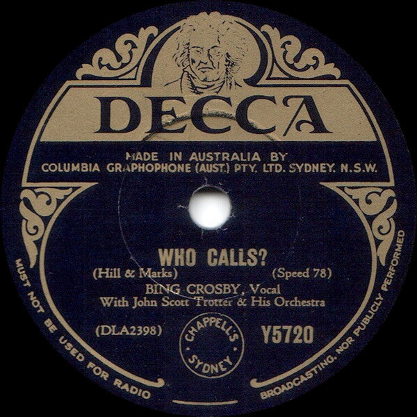Bing Crosby : Lone Star Trail / Who Calls? (Shellac, 10")