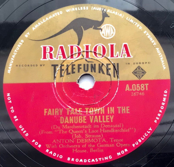 Anton Dermota : Come In The Gondola / Fairy Tale Town In The Danube Valley (Shellac, 10")