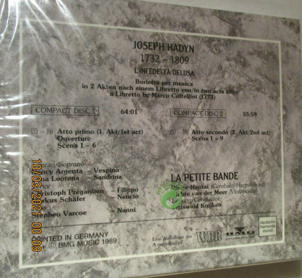 Joseph Haydn - Argenta* · Lootens* · Prégardien* · Schäfer* · Varcoe* · La Petite Bande · Sigiswald Kuijken : L'Infedeltà Delusa (Burletta Per Musica) (2xCD, Album, RE + Box, Sli)