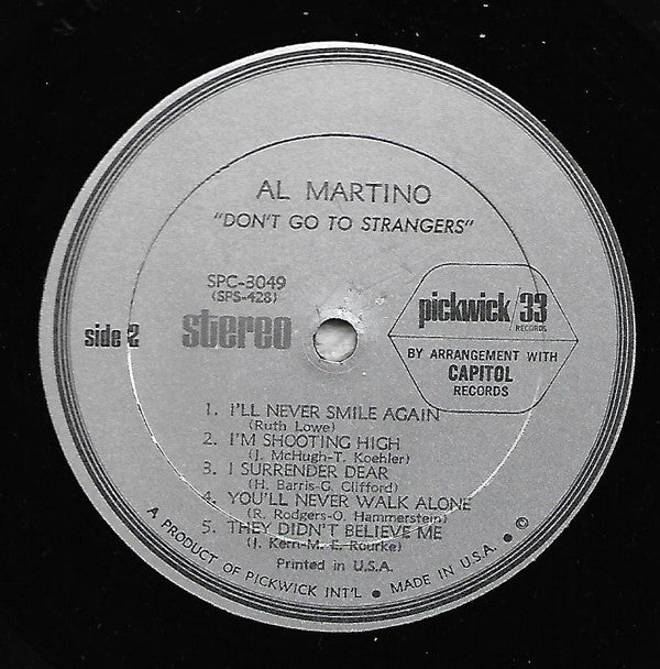 Al Martino : Don't Go To Strangers (LP, RE)