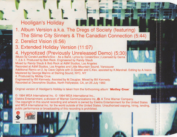 Motley Crue* : Hooligan's Holiday (CD, Single)