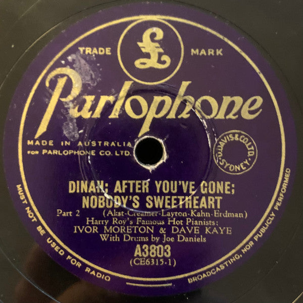 Ivor Moreton & Dave Kaye* : St Louis Blues / Some Of These Days / Dinah / After You've Gone / Nobody's Sweetheart (Shellac, 10", RE)