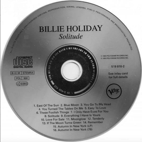 Billie Holiday : Solitude (CD, Album, RE, RM, Uni)