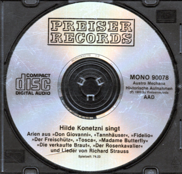 Hilde Konetzni : Hilde Konetzni Singt (CD, Comp, Mono)