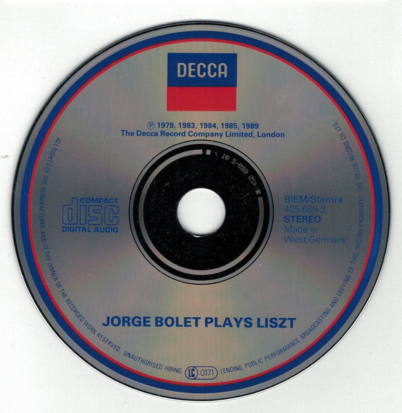 Liszt*, Jorge Bolet : Jorge Bolet Plays Liszt (CD, Comp, RM)