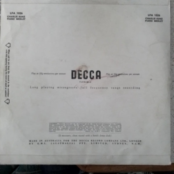 Charlie Kunz : Piano Medley No. 1 (10", Mic)