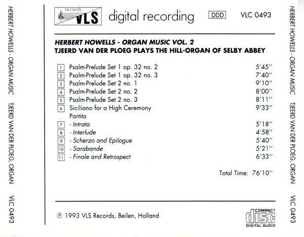 Herbert Howells - Tjeerd Van Der Ploeg : Organ Music (Vol. 2) (CD, Album)