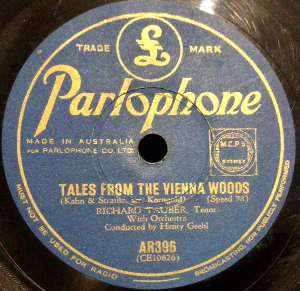 Richard Tauber : The Blue Danube / Tales From The Vienna Woods (Shellac, 10")