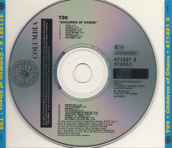 T99 : Children Of Chaos (CD, Album)
