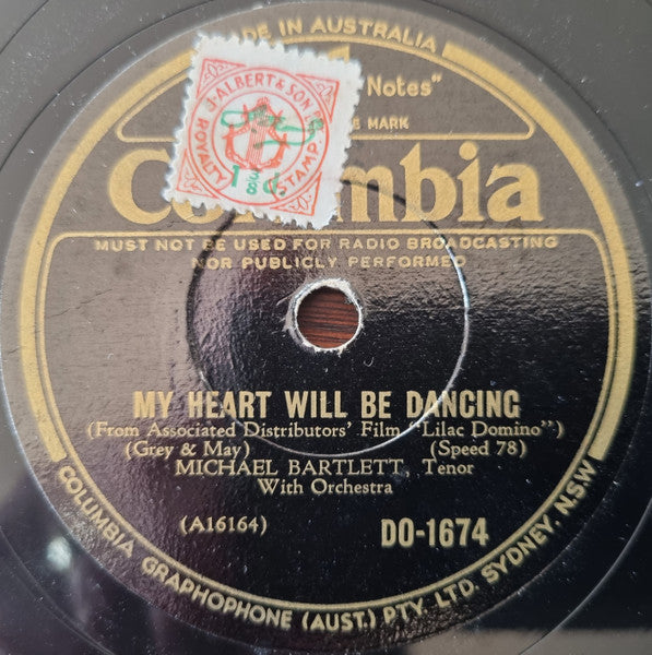 Michael Bartlett (2) : You Are My Love Song / My Heart Will Be Dancing (Shellac, 10")