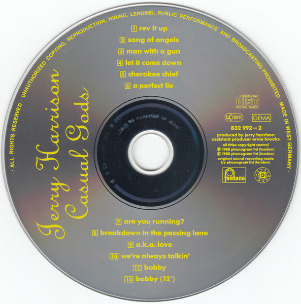 Jerry Harrison: Casual Gods : Jerry Harrison : Casual Gods (CD, Album, RE)