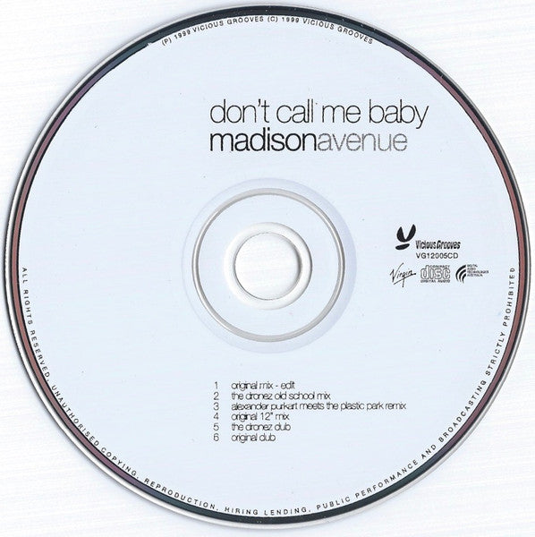Madison Avenue : Don't Call Me Baby (CD, Maxi)
