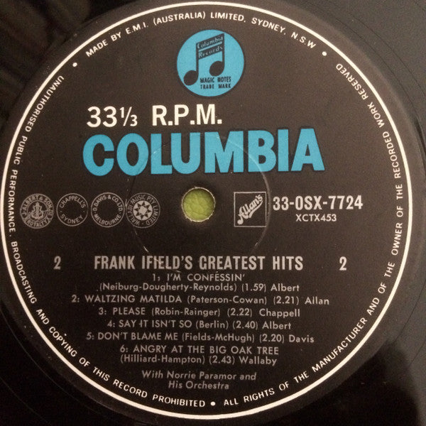 Frank Ifield With Norrie Paramor And His Orchestra : Frank Ifield's Greatest Hits (LP, Comp, Mono, Fli)
