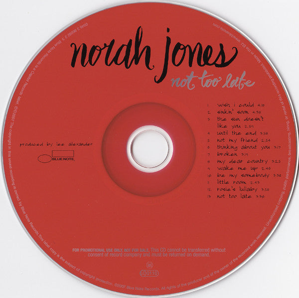Norah Jones : Not Too Late (CD, Album, Promo, Car)