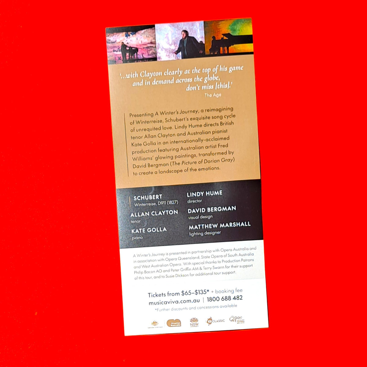 Allan Clayton & Kate Golla - Schubert – A Winter’s Journey (Musica Viva Australia, 2026 Brisbane Concert Handbill)