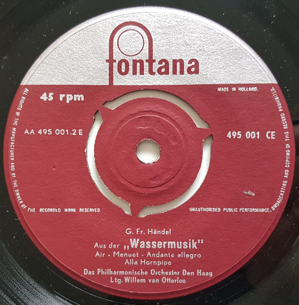 Handel*, The Hague Philharmonic Orchestra*, Willem Van Otterloo : Suite From "Water Music" (7")