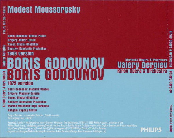 Moussorgsky* - Mariinsky Theatre, Saint-Petersbourg*, Kirov Opera* & Orchestra*, Valery Gergiev : Boris Godounov 1869 / Boris Godounov 1872 (5xCD, Album, Sli)