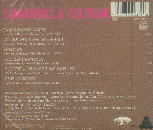 Cannonball* & Coltrane* : Cannonball & Coltrane (CD, Album, RE)