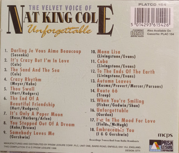 Nat King Cole : The Velvet Voice Of Nat King Cole - Unforgettable (CD, Comp)