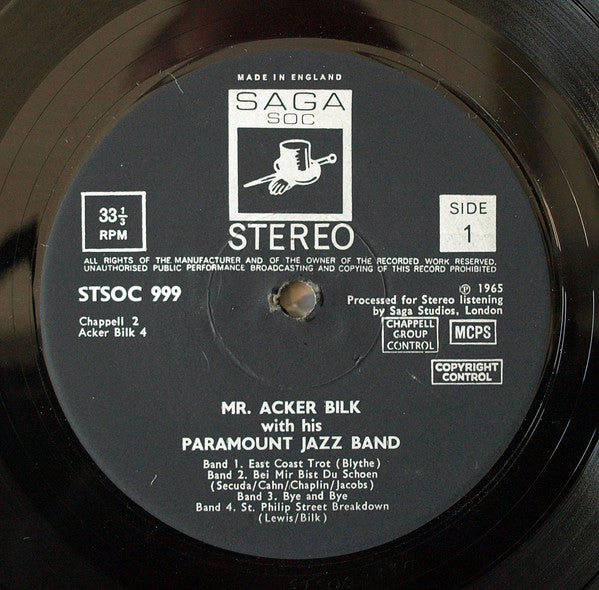 Mr.Acker Bilk With His Paramount Jazz Band* : Mr. Acker Bilk With His Paramount Jazz Band (LP, Album)