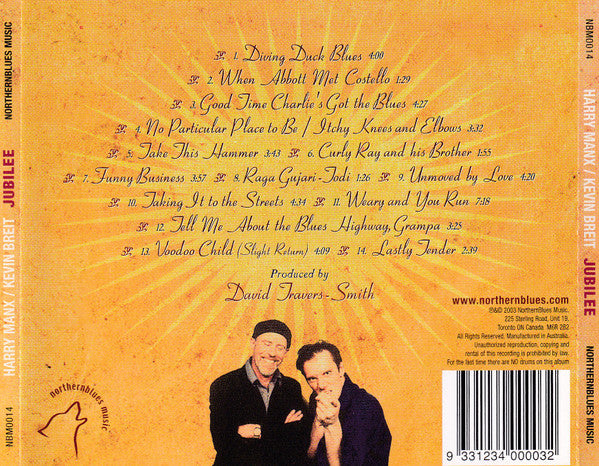Harry Manx & Kevin Breit : Jubilee (CD, Album)