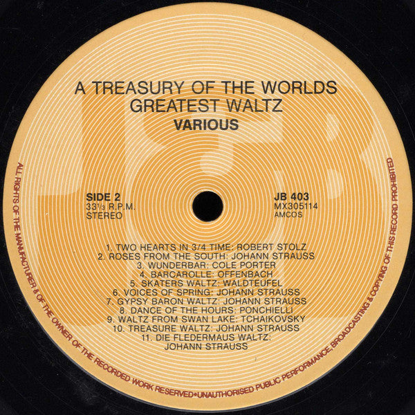Various : A Treasury Of The World's Greatest Waltzes (LP, Comp)