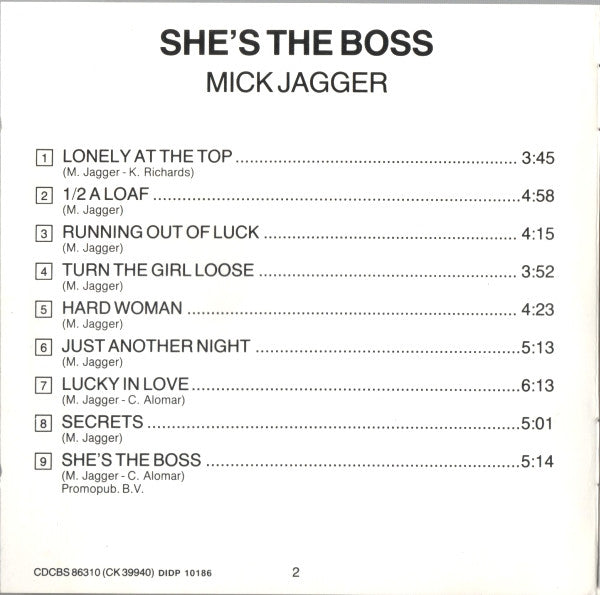 Mick Jagger : She's The Boss (CD, Album)