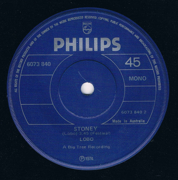 Lobo (3) : Standing At The End Of The Line (7", Single, Mono)