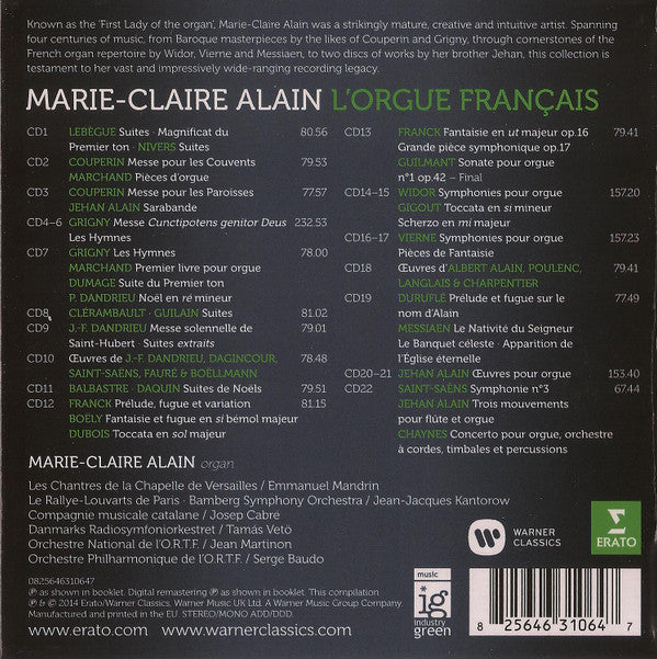 Marie-Claire Alain : L'Orgue Français (Box, Comp, RE, Cla + 22xCD, Mono, RM)