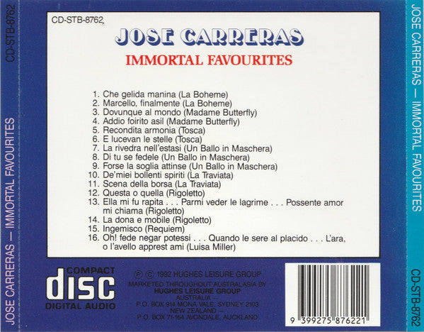 José Carreras : Immortal Favourites (CD, Comp)