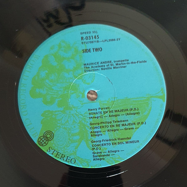 Giuseppe Tartini - Tomaso Albinoni - Henry Purcell - Georg Philipp Telemann - Georg Friedrich Händel / Maurice André (Trumpet) And The Academy Of St. Martin-in-the-Fields Conducted By Sir Neville Marriner : Maurice Andre And The Academy (LP, Album, Club, 1st)