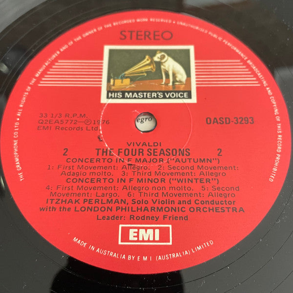 Vivaldi* - Itzhak Perlman, London Philharmonic Orchestra : The Four Seasons (LP, Album, Quad, Ltd)
