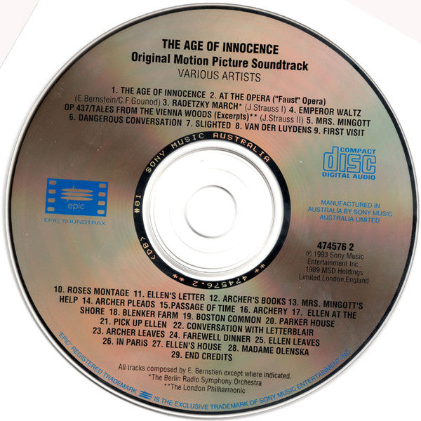 Elmer Bernstein : The Age Of Innocence (Original Motion Picture Soundtrack) (CD, Album)