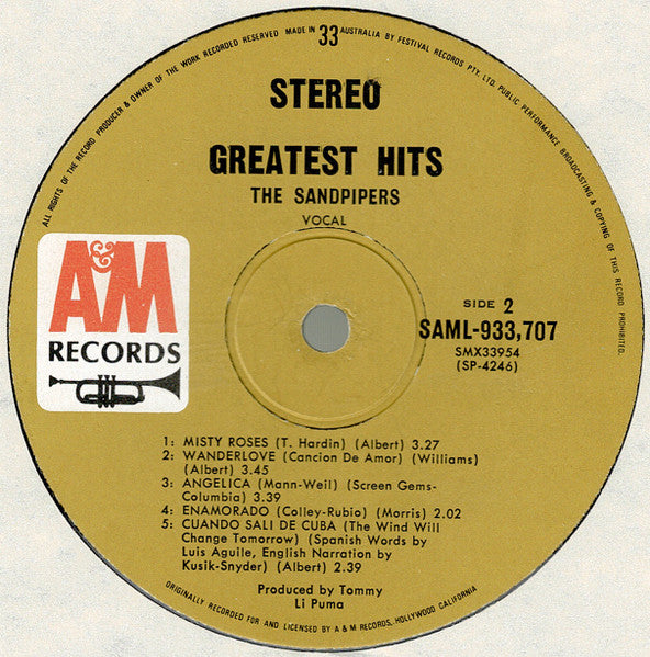 The Sandpipers : Greatest Hits (LP, Comp)