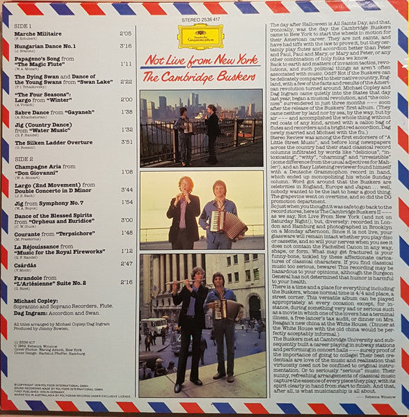 The Cambridge Buskers : Not Live From New York (LP, Album)