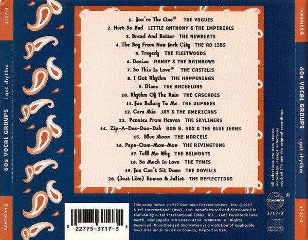 Various : 20 Super Hits: 60s Vocal Groups - I Got Rhythm (CD, Comp)