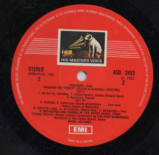 Giacomo Puccini / Sir John Barbirolli : Madama Butterfly: Highlights (LP, Album)
