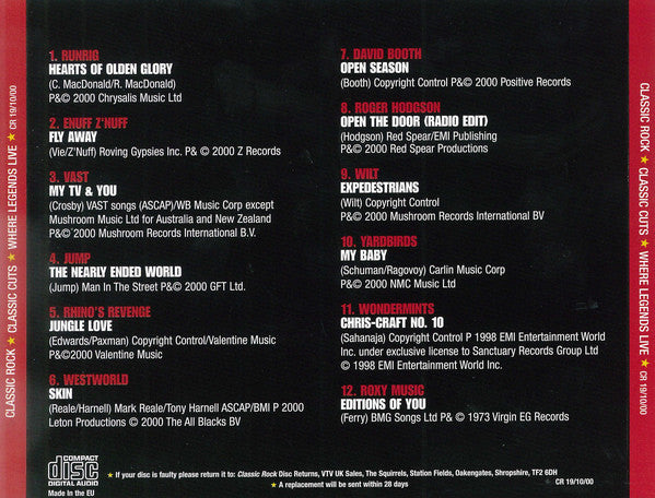 Various : Classic Cuts - Where Legends Live (CD, Comp)