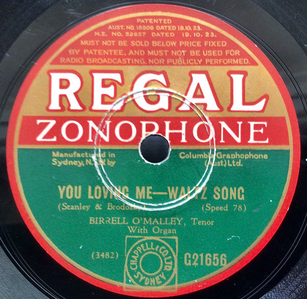 Birrell O'Malley : Tell Me To-night / You Loving Me (Shellac, 10")