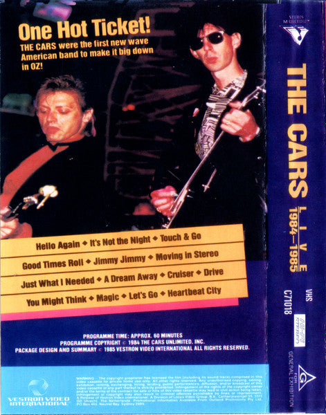 The Cars : Live 1984 - 1985 (VHS, PAL)