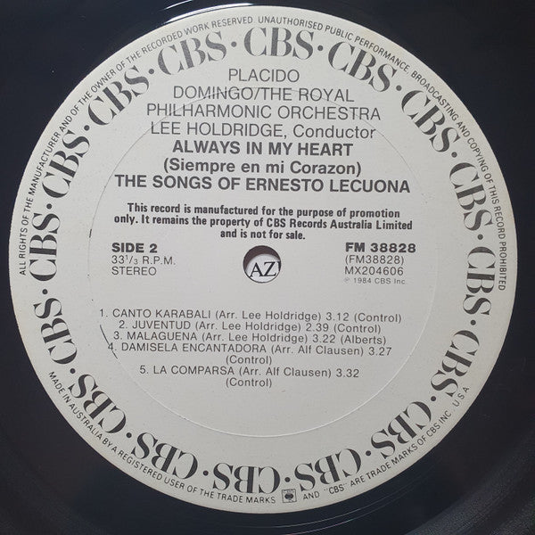 Domingo* : Always In My Heart = Siempre En Mi Corazón - The Songs Of Ernesto Lecuona (LP, Promo)