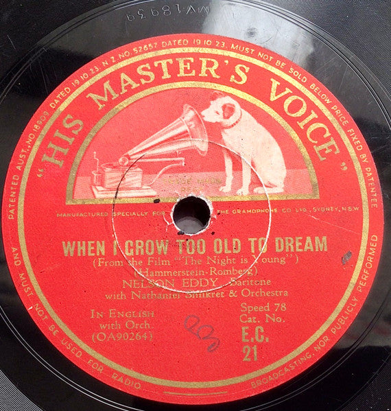 Nelson Eddy : Auf Wiedersehen / When I Grow Too Old To Dream (Shellac, 10")