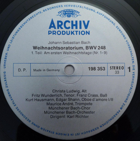 Johann Sebastian Bach - Gundula Janowitz • Christa Ludwig • Fritz Wunderlich • Franz Crass, Münchener Bach-Chor, Münchener Bach-Orchester, Karl Richter : Weihnachts-Oratorium (BWV 248) (3xLP, Album + Box, RE)