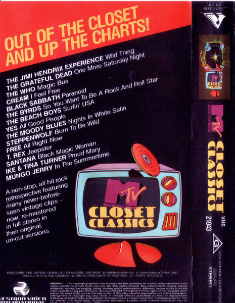 Various : MTV Closet Classics (VHS, PAL, HiF)