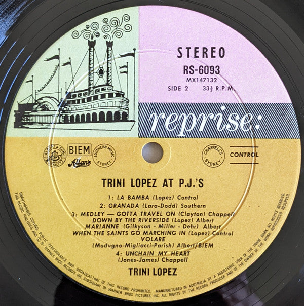 Trini Lopez : Trini Lopez At PJ's (LP, Album)
