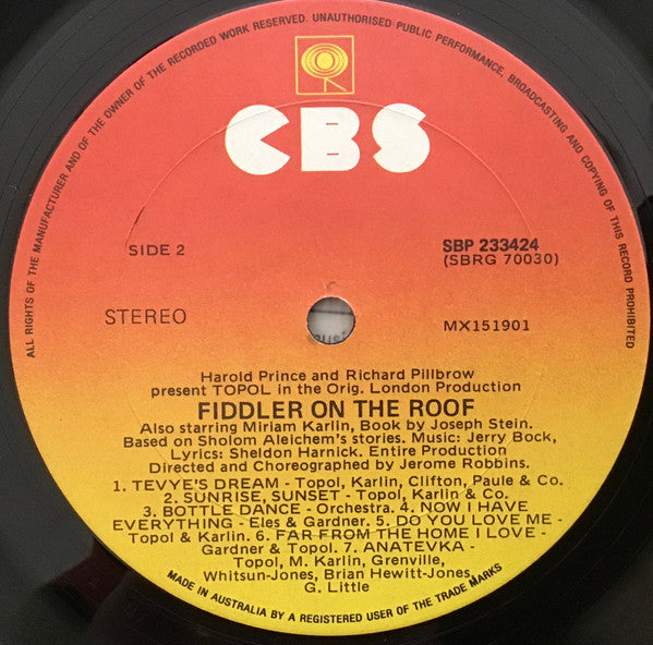 Topol : Fiddler On The Roof (LP, Album, RE)
