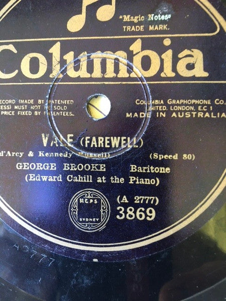 George Brooke : Vale (Farewell) / Somewhere A Voice Is Calling (Shellac, 10", 80 RPM)